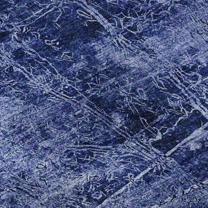 HomeRoots 9' X 12' Navy Blue And Ivory Abstract Washable Area Rug - Durable, UV Protected & Stain-Resistant Design 649047