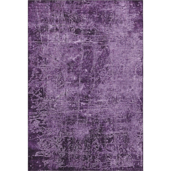 HomeRoots 5' X 8' Stylish Purple and Ivory Abstract Area Rug - Washable, UV-Protected, Perfect for High-Traffic Spaces 649050
