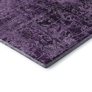 HomeRoots 8' Purple And Ivory Abstract Washable Round Rug – UV Protected, Durable, Stylish, and Easy to Clean! 649051