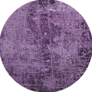 HomeRoots 8' Purple And Ivory Abstract Washable Round Rug – UV Protected, Durable, Stylish, and Easy to Clean! 649051