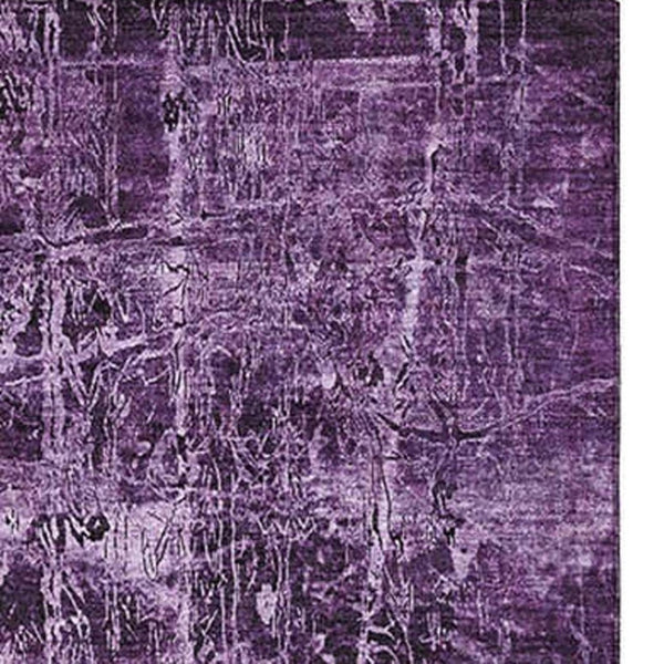 HomeRoots 10' X 14' Washable Purple & Ivory Abstract Area Rug with UV Protection for Modern, Family Spaces 649054