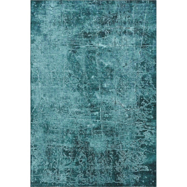 HomeRoots Abstract Teal Ivory Washable Polyester Area Rug Uv Protected Stain Resistant for Living Rooms 8' x 10' 649058