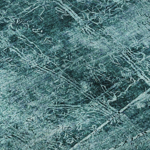 Abstract Teal Ivory Washable Polyester Area Rug Uv Protected Stain Resistant for Living Rooms