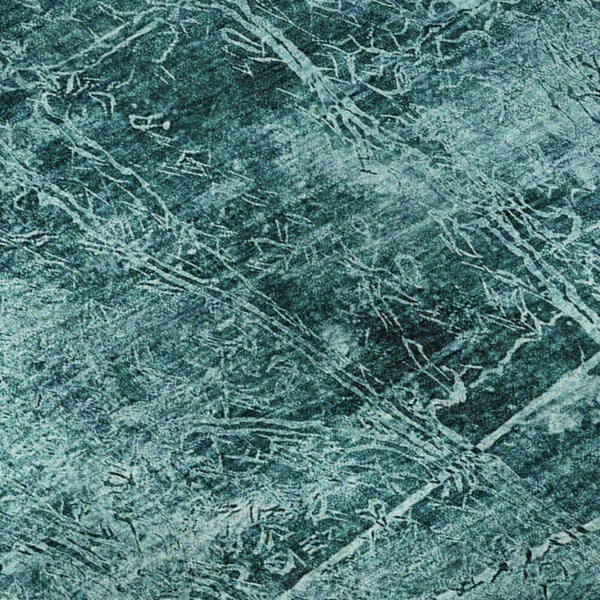 Abstract Teal Ivory Washable Polyester Area Rug Uv Protected Stain Resistant for Living Rooms