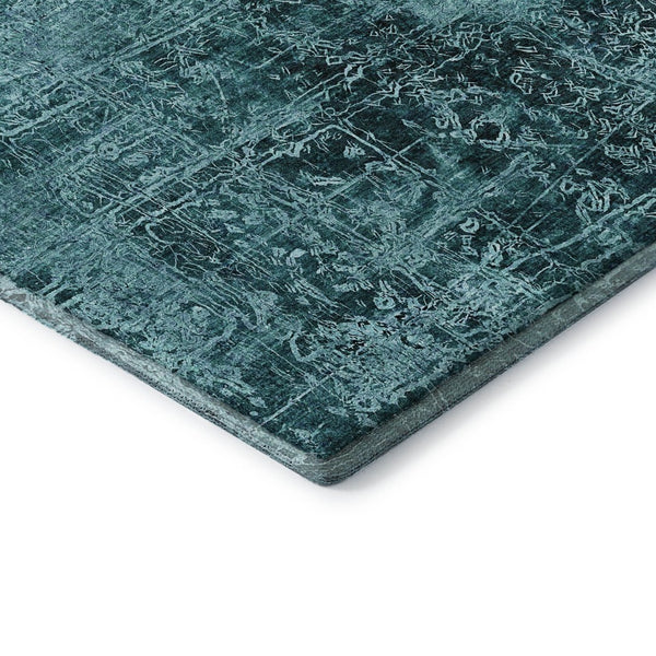 HomeRoots 10' X 14' Teal And Ivory Abstract Area Rug - Stylish, Washable, UV-Protected, Stain-Resistant Design! 649060