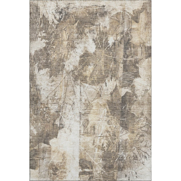 HomeRoots 8' X 10' Beige and Ivory Floral Area Rug - Washable, Stain Resistant, UV Protected for Any Space 649064