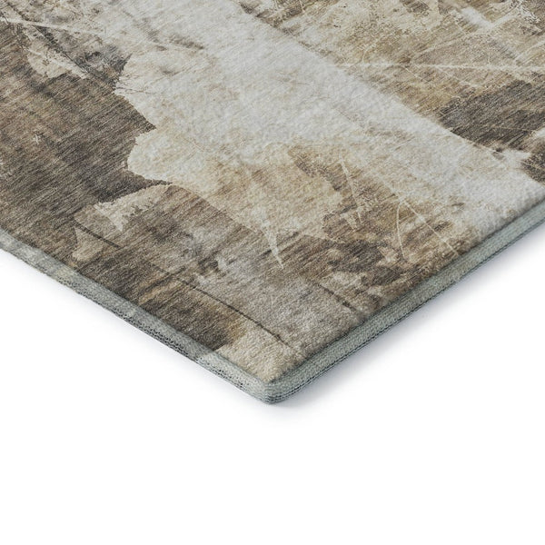 HomeRoots 8' X 10' Beige and Ivory Floral Area Rug - Washable, Stain Resistant, UV Protected for Any Space 649064