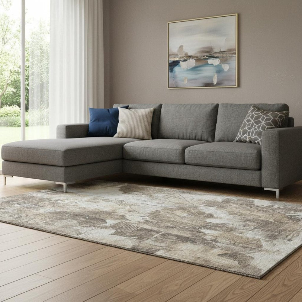 HomeRoots 9' X 12' Elegant Floral Washable Area Rug - Stain Resistant, UV Protected for Family-Friendly Homes 649065