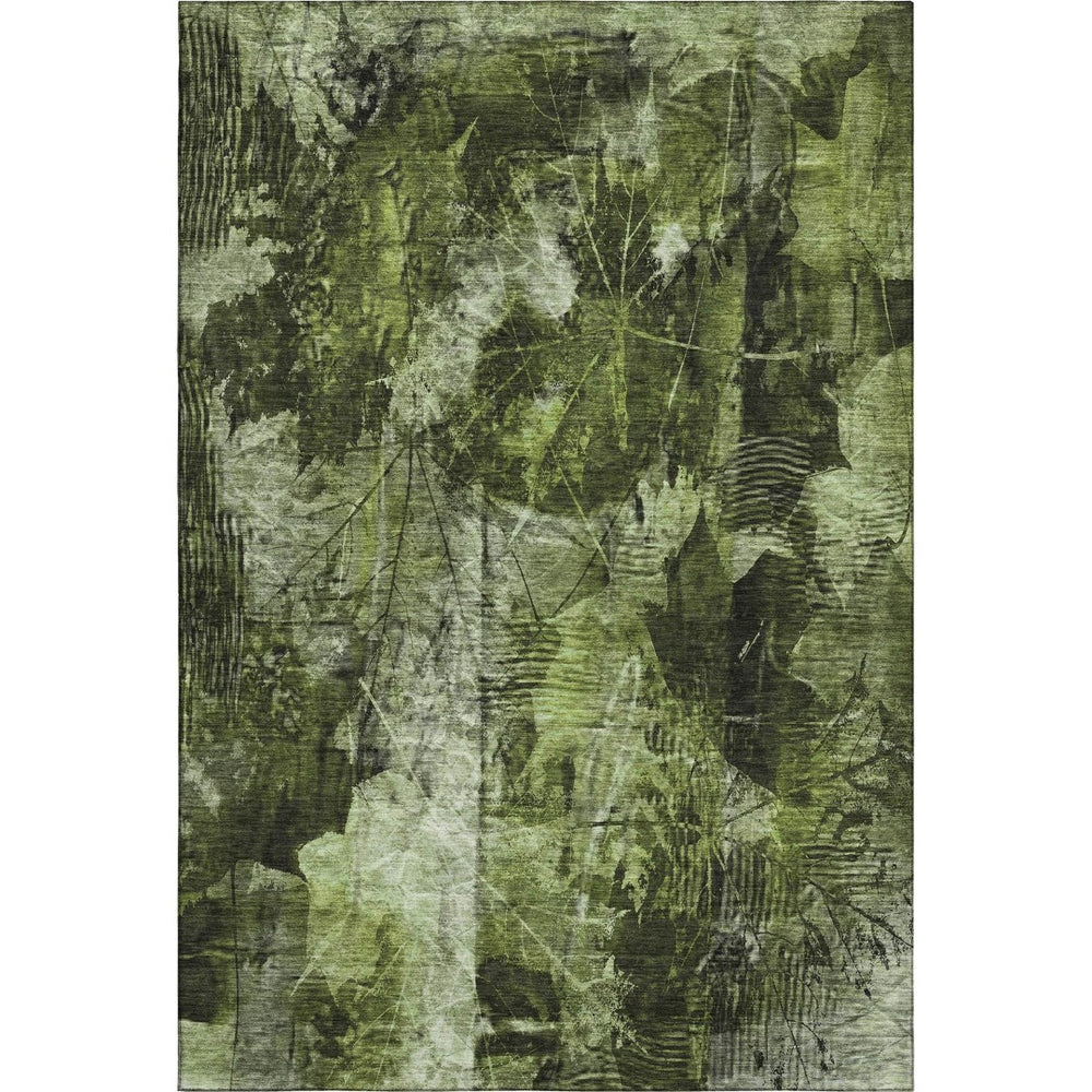 HomeRoots 8' X 10' Green and Ivory Floral Area Rug with UV Protection – Durable, Washable, Stain-Resistant Elegance 649070