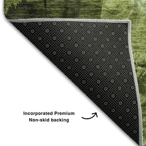 HomeRoots 10' X 14' Green And Ivory Floral Area Rug – Durable, Washable, UV-Protected for High-Traffic Spaces 649072