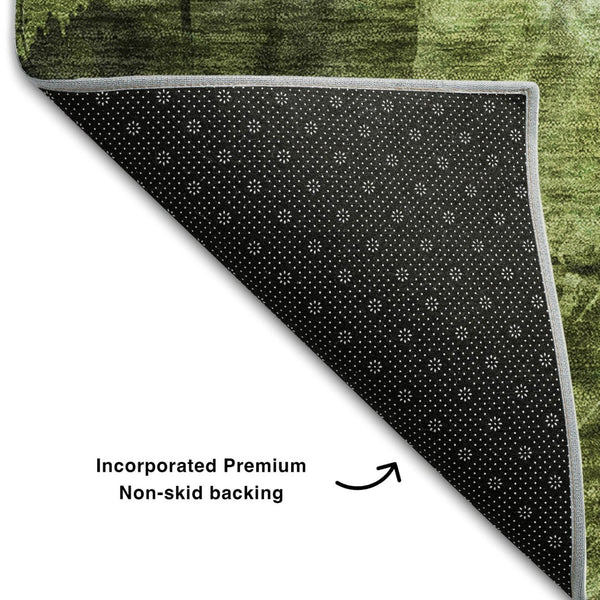 HomeRoots 10' X 14' Green And Ivory Floral Area Rug – Durable, Washable, UV-Protected for High-Traffic Spaces 649072