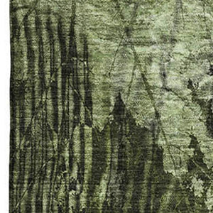 HomeRoots 10' X 14' Green And Ivory Floral Area Rug – Durable, Washable, UV-Protected for High-Traffic Spaces 649072