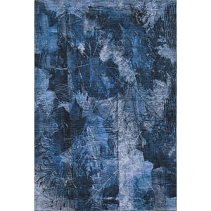 HomeRoots 5' X 8' Navy Blue & Ivory Floral Area Rug - Washable, UV Protected, Perfect for Homes with Kids & Pets 649074