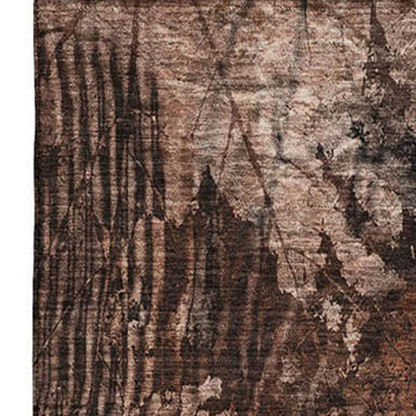 HomeRoots 10' X 14' Floral Area Rug in Rust & Ivory - Washable, UV Protected, Pet-Friendly & Stain Resistant 649084