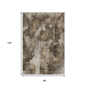 HomeRoots 8' X 10' Elegant Taupe and Ivory Floral Washable Area Rug with UV Protection for Any Room 649088