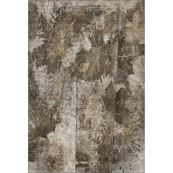 HomeRoots 8' X 10' Elegant Taupe and Ivory Floral Washable Area Rug with UV Protection for Any Room 649088