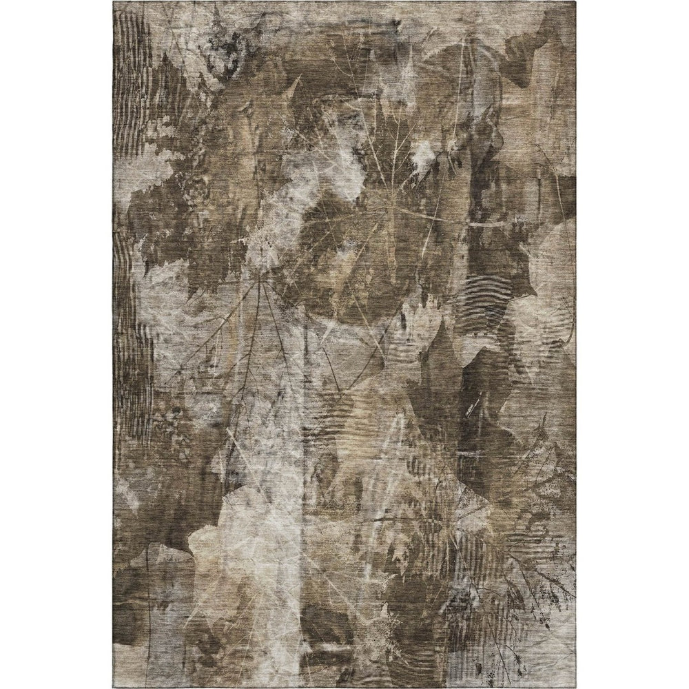 HomeRoots 9' X 12' Floral Washable Area Rug in Taupe & Ivory - UV Protected, Durable, Easy Care for Homes! 649089