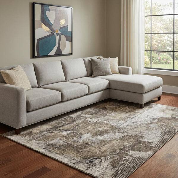 HomeRoots 10' X 14' Elegant Floral Washable Area Rug - Durable, UV Protected, Ideal for Homes with Kids & Pets 649090