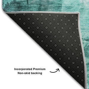 HomeRoots 5' X 8' Teal and Ivory Floral Area Rug - Stylish, Stain-Resistant, UV-Protected for Everyday Use! 649092