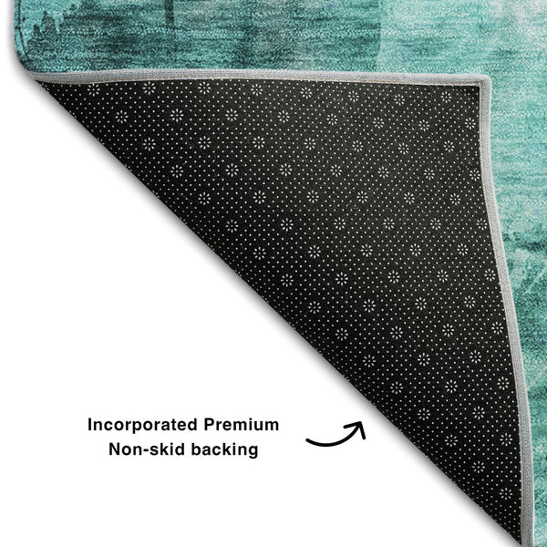 HomeRoots 5' X 8' Teal and Ivory Floral Area Rug - Stylish, Stain-Resistant, UV-Protected for Everyday Use! 649092