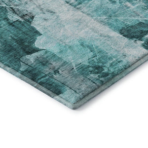 HomeRoots 5' X 8' Teal and Ivory Floral Area Rug - Stylish, Stain-Resistant, UV-Protected for Everyday Use! 649092