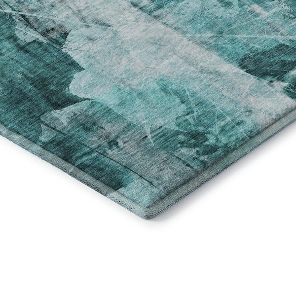 HomeRoots 5' X 8' Teal and Ivory Floral Area Rug - Stylish, Stain-Resistant, UV-Protected for Everyday Use! 649092