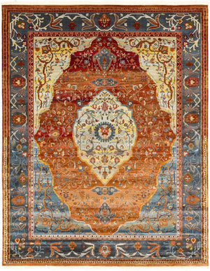 Unique Loom Baracoa Miramar Machine Made Border Rug Rust Red, Blue/Ivory/Olive/Orange/Red/Yellow/Gray 8' 4" x 10' 0"