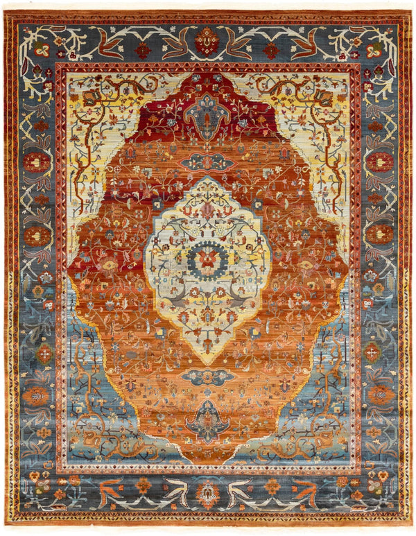 Unique Loom Baracoa Miramar Machine Made Border Rug Rust Red, Blue/Ivory/Olive/Orange/Red/Yellow/Gray 8' 4" x 10' 0"