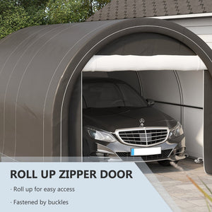 English Elm Outsunny 10x16 Portable Carport Steel Frame Pe Canopy Shelter for Vehicles Gear W2225P200867