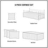 Madison Park Quebec Transitional 6 Piece Reversible Daybed Cover Set MP13-6458 Dark Grey