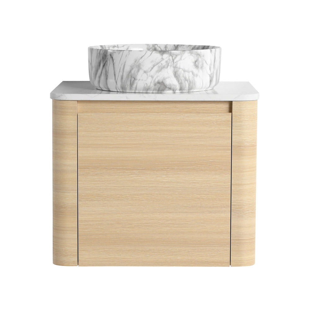 English Elm 24'' Wall-Mounted Bathroom Vanity With Ceramic Vessel Sink & Soft-Close Door For Small Spaces W999S00460