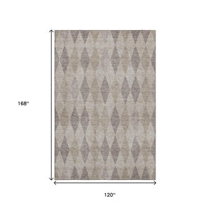 HomeRoots 10' X 14' Modern Beige & Gray Geometric Washable Area Rug with UV Protection for High-Traffic Areas 649348