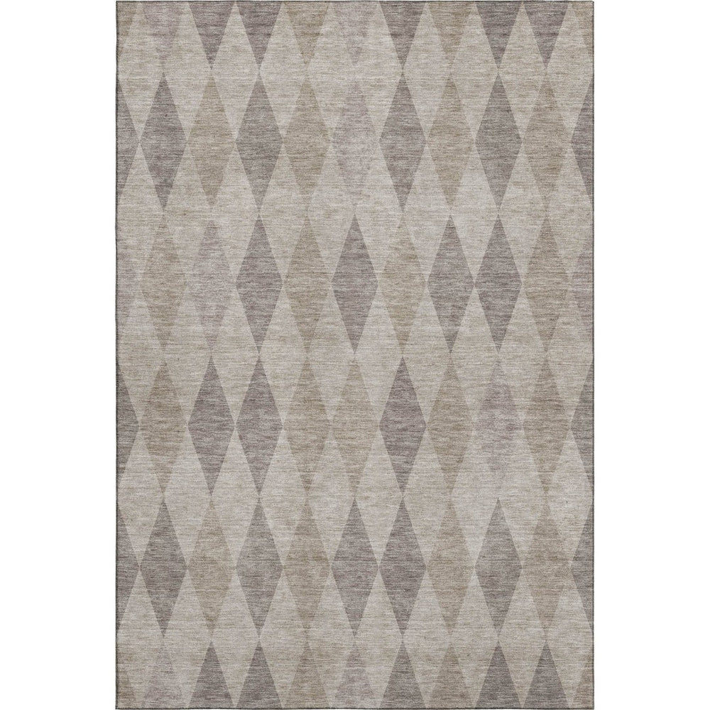 HomeRoots 10' X 14' Modern Beige & Gray Geometric Washable Area Rug with UV Protection for High-Traffic Areas 649348