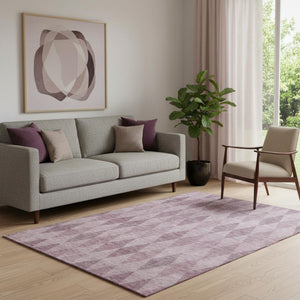 HomeRoots 5' X 8' Blush & Purple Geometric Area Rug – Washable, UV Protected, Ideal for High-Traffic Spaces 649350
