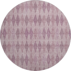 HomeRoots 8' Blush and Purple Geometric Washable Round Rug – Stylish, UV-Protected, Easy-Clean for Any Space 649351