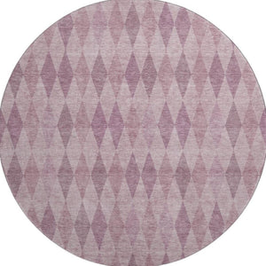 HomeRoots 8' Blush and Purple Geometric Washable Round Rug – Stylish, UV-Protected, Easy-Clean for Any Space 649351