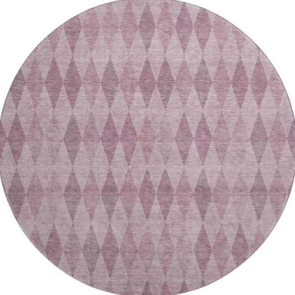 HomeRoots 8' Blush and Purple Geometric Washable Round Rug – Stylish, UV-Protected, Easy-Clean for Any Space 649351