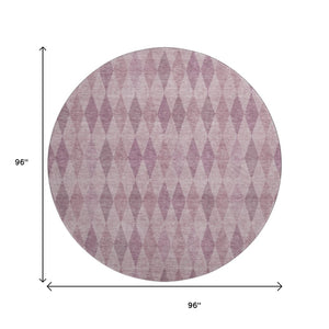 HomeRoots 8' Blush and Purple Geometric Washable Round Rug – Stylish, UV-Protected, Easy-Clean for Any Space 649351