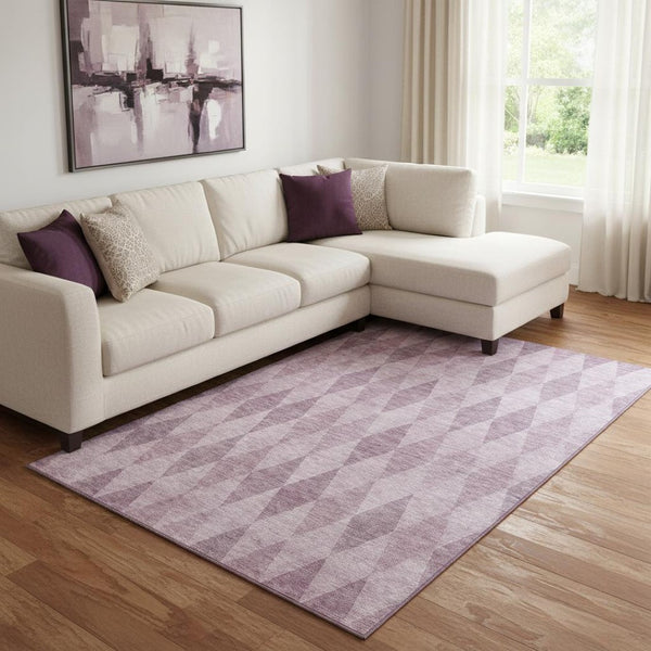 HomeRoots 8' X 10' Stylish Blush & Purple Geometric Area Rug - Washable, UV Protected & Perfect for Busy Homes! 649352