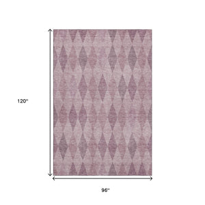 HomeRoots 8' X 10' Stylish Blush & Purple Geometric Area Rug - Washable, UV Protected & Perfect for Busy Homes! 649352