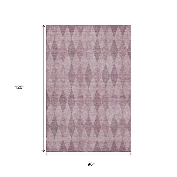 HomeRoots 8' X 10' Stylish Blush & Purple Geometric Area Rug - Washable, UV Protected & Perfect for Busy Homes! 649352