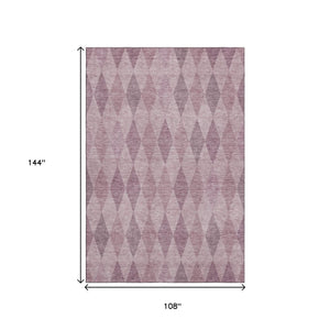 HomeRoots 9' X 12' Elegant Blush & Purple Geometric Washable Area Rug with UV Protection for Stylish Spaces 649353