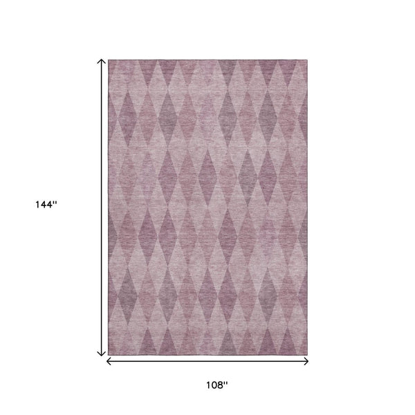 HomeRoots 9' X 12' Elegant Blush & Purple Geometric Washable Area Rug with UV Protection for Stylish Spaces 649353