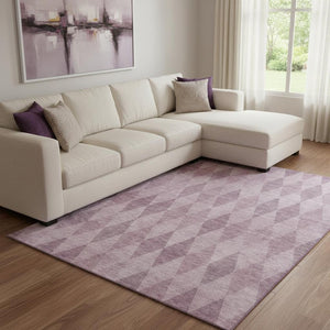 HomeRoots 9' X 12' Elegant Blush & Purple Geometric Washable Area Rug with UV Protection for Stylish Spaces 649353