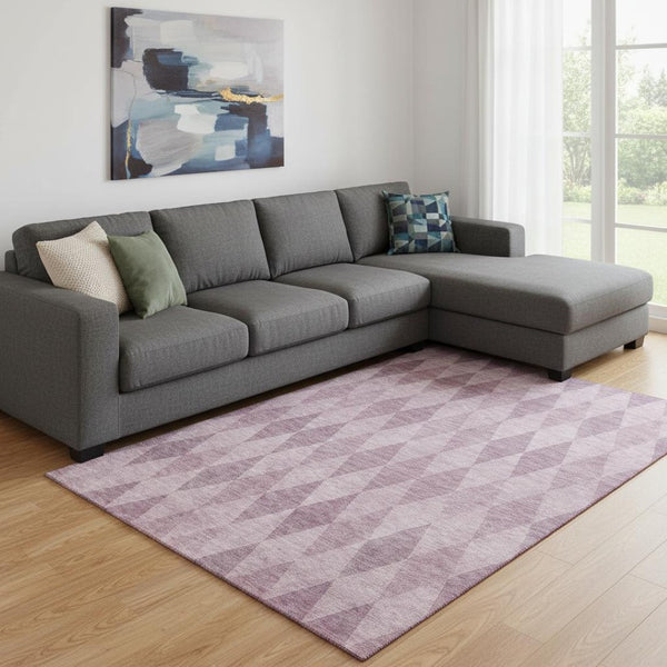 HomeRoots 10' X 14' Blush & Purple Geometric Washable Area Rug - Stain Resistant, UV Protected, Durable Design 649354