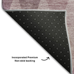 HomeRoots 10' X 14' Blush & Purple Geometric Washable Area Rug - Stain Resistant, UV Protected, Durable Design 649354