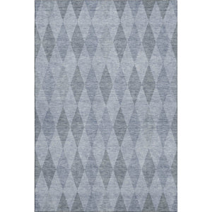 HomeRoots 5' X 8' Denim Blue & Ivory Geometric Area Rug - Washable, UV Protected, Stain Resistant & Stylish! 649356