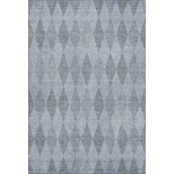 HomeRoots 5' X 8' Denim Blue & Ivory Geometric Area Rug - Washable, UV Protected, Stain Resistant & Stylish! 649356