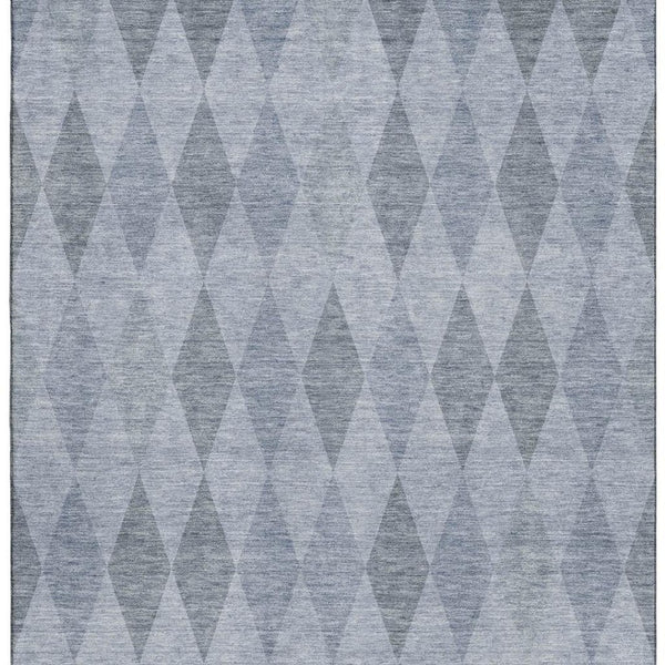 HomeRoots 5' X 8' Denim Blue & Ivory Geometric Area Rug - Washable, UV Protected, Stain Resistant & Stylish! 649356