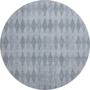 HomeRoots 8' Denim Blue Round Rug - Geometric, Washable, UV Protected, Stain-Resistant for Busy Homes & Patios 649357